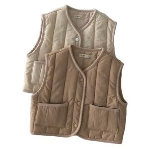 Automne Kids Vest Enfants Filles Solide Print Veste Hiver Bébé Baby garçons Chaud Vêtements d'extérieur Vêtements Pouvoirs Tenues 211203