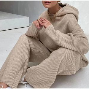 Automne Tripted Sweat Suit Women Matching Setts Match à manches longues Hoodiewide Pantalon à jambes salares Pantalon Loungewear Set Two Piece Tenfits 231221