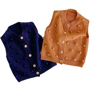 Automne tricoté gilets 0-3Y bébé garçons filles gilet manteaux enfants à pois sans manches gilet enfant en bas âge vêtements d'hiver 210417