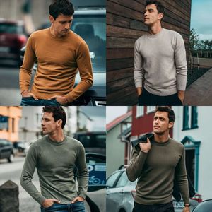 Automne Kuegou Cotton Sweater Grey Plain Men Pullover Casual Cashing pour masculin Marque Tricot Korean Style Clothes 8921 201022