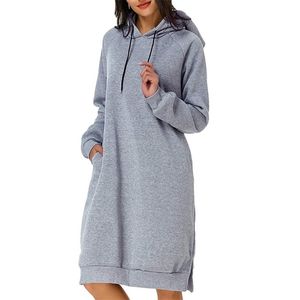 Automne Dames Long Sweat Robe Femmes Casual Robes À Capuche Hiver Split À Manches Longues Femme À Capuche Robe Pulls T200519