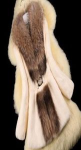Autumn ladies039 Veste de manteau de fourrure de lapin naturel RACOON Collier de fourrure d'hiver Femmes de fourrure de fourrure de fourreaux de vêtements d'extérieur plus taille8043044