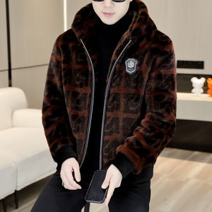 autumn leather jacket winter men's top designer ferret fur coat senior women's comfortable thick warm windbreaker S-4XL