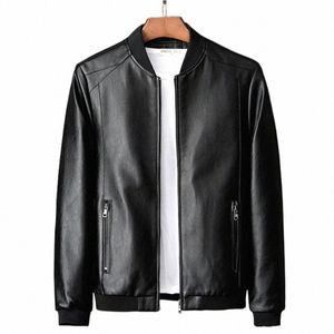 Herfst Lederen Jassen Voor Mannen Bomber Motorcycle Pu Jas Causale Zwarte Biker Pocket Rits Jas Uitloper Oversize 7XL 8XL c4k7 #