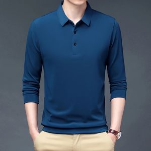 T-Shirt à manches longues pour hommes, vêtements de Golf décontractés, polo d'affaires, chemise unie à revers, automne, 240311