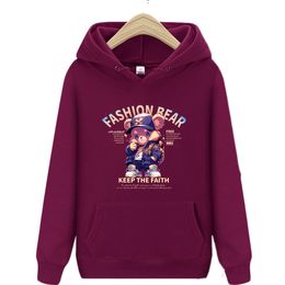 Herfst man hoodies grappige mode teddybeer print pullover pocket o-neck pullover trui casual sweatshirt losse y2k kleding