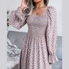 Automne Maxi Robe Femme Korea Couc carré Couper Long Mélange Robes de créateurs Robes de créateurs pliés