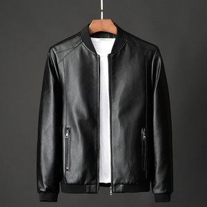 Autumn Men Black Biker PU Lederen jas Koreaanse mode pu jas trend casual fit slank honkbalkleding 8xl 240426