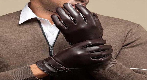 Automne hommes affaires en peau de mouton gants en cuir hiver doigt complet écran tactile gants noirs équitation moto gants NR196 2112243692275