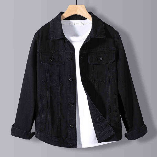 Otoño de los hombres de alta calidad estiramiento flaco chaqueta de mezclilla Botón Retro Slim Street Wear motocicleta Casual jeans chaqueta más el tamaño 5XL Y220803