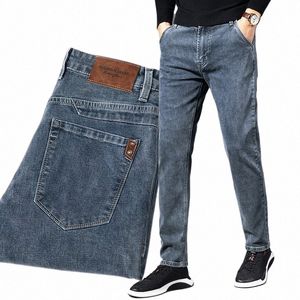 Herfst Mannen Jeans Busin Fi Rechte Regelmatige Blauwe Stretch Denim Broek Klassieke Mannen Plus Size Stretch Jeans 06Z9 #