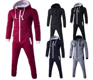 Automne hommes combinaison à manches longues à capuche combishort poches fermeture éclair barboteuses survêtement de sport Men039s ensembles H91329722