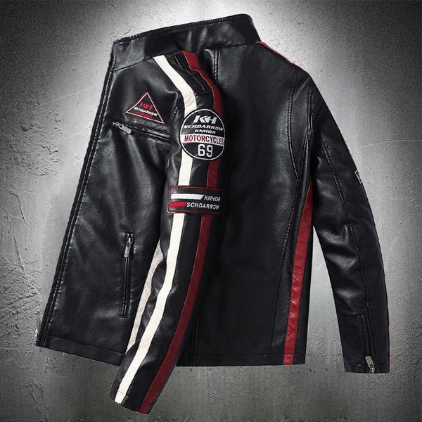 Automne Hommes Veste En Cuir Veste De Moto Hommes Mode Casual Lavé Rétro Velours En Cuir Biker Veste Slim Fit Plus Taille 4XL 211009