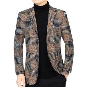 Herfst Mannen Plaid Blazers Pakken Jassen Mannelijke Koreaanse Ontwerp Jassen Lente Business Casual Slim Fit Kleding 240307