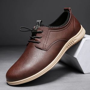 Autumn Men s Casual Spring Leather Derby Shoe Man Classics marrón negro bonito agua impermeable zapatos cómodos para machos Claic