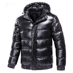 Automne manteau manteau veste brise-vent mode de coton masculin parka chaleur de coton brillant housse décontracté vêtement extérieur thermique bombardier noir