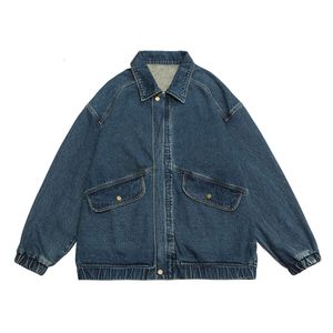 Veste en jean Vintage pour hommes, grande poche, poignets élastiques, manteau Baggy surdimensionné, japonais décontracté, Streetwear XL, automne