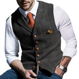 Herfst heren modieus vest vest, populair Europees en Amerikaans heren casual geruit slank passend vest