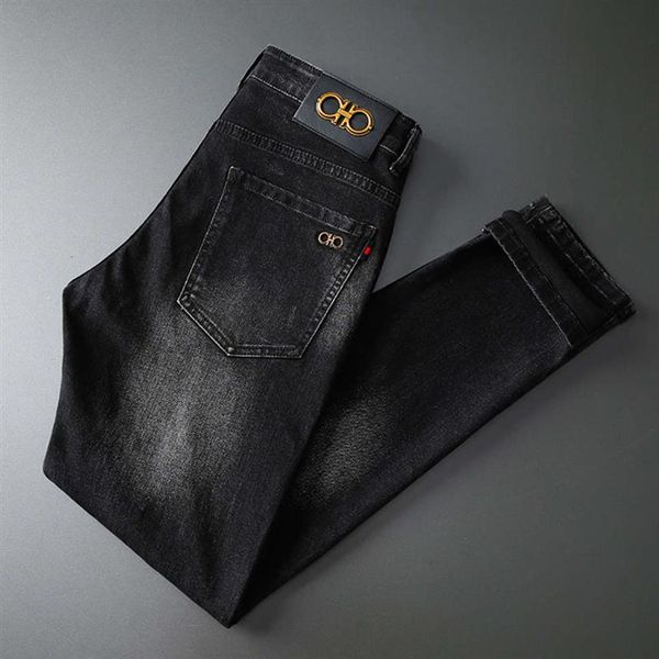 Automne Hommes Jeans Pantalon Coton Droite Élastique Italie Ferraga Marque Busin Pantalon Style Classique Denim Male251q
