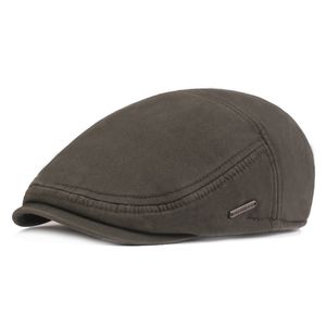 Herfst heren krantenjongen hoeden dikke warme wollen baret outdoor klassieke trucker hoed oorbescherming winter mannen piekcap