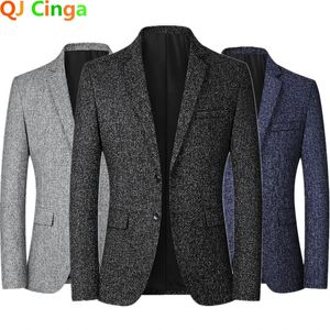 Automne hommes Plaid costume veste simple boutonnage hommes affaires manteau décontracté gris bleu mâle Blazer Masculino M-4xl 240127