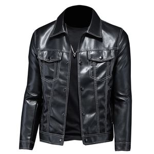 Chaqueta de cuero brillante para hombre de otoño, chaqueta de PU de moda de alta calidad, abrigos de cuero artificial para hombre, chaqueta de motocicleta 220816