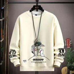 Herfst Mannen Sweatshirt Adolescent Astronaut Gedrukt Lange Mouw T-shirt Mode Herenkleding Grijs O Hals Harajuku Top 240119