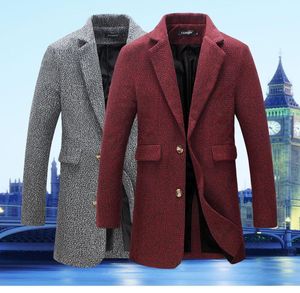 Gabardina para hombre, chaqueta cortavientos de otoño para hombre, sección larga de negocios, informal, solapa delgada, abrigo de talla grande de Color sólido