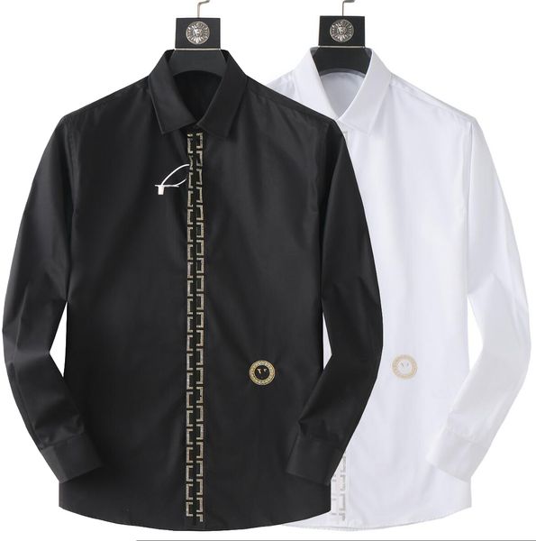 Automne hommes chemises habillées noir blanc couleur chemise à manches longues décontracté élégant hommes d'affaires vêtements mode hommes manteau