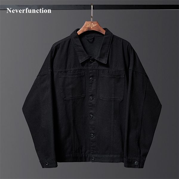 Otoño hombres streetwear negro motocicleta jeans chaquetas masculino algodón casual suelta chaqueta de mezclilla ropa exterior más tamaño 8xl 210819