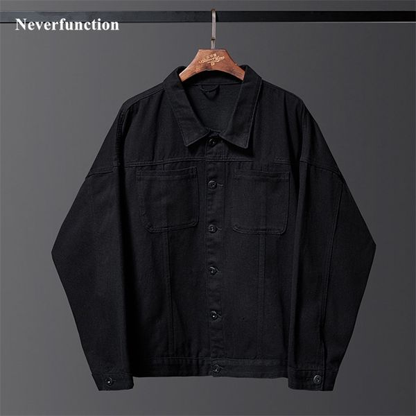 Otoño hombres streetwear negro motocicleta jeans chaquetas masculino algodón casual suelta chaqueta de mezclilla ropa exterior más tamaño 8xl 210818
