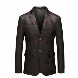 Automne Hommes Blazer Veste Busin Haute Qualité Jacquard Profial Costume Monobloc Veste Slim Casual Costumes De Mariage Pour Hommes m6A1 #