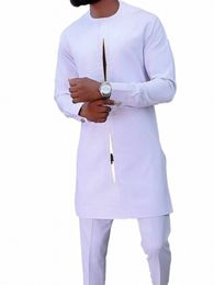 Vêtements africains pour hommes, chemise et pantalon imprimés individuels blancs, 2 pièces décontractés, Slim Fit Dr Ball, costume confortable, nouvelle collection automne 2838 #