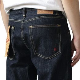 Automne Nouveau American Retro 14OZ Couleur primaire Rouge Oreille Denim Jeans Tendance pour hommes 100% Cott Wed Vieux Pantalon droit lourd 14v6 #