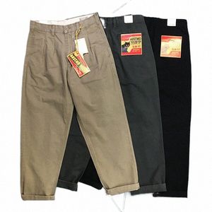 Herfst Nieuwe Amerikaanse Retro Geweven Tapered Cargo Broek Mannen Fi 100% Cott Wo Oude Casual Cityboy Losse Rechte broek M18y #