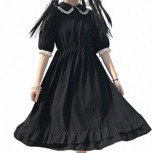 Herfst Nieuwe Zwarte Kawaii Lolita Dr Sen Meisje Fee Leuke Lolita Pop Kraag Bladerdeeg Mouw Dr 2021 Fiable Dameskleding h4QW #