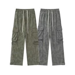 Automne nouveau jean de créateur mode haute rue marée marque vêtements de travail camouflage grande poche fermeture éclair pantalons décontractés