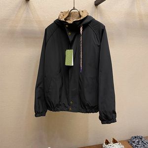 Station européenne marée nylon mélange double face veste ample à capuche à manches longues manteau décontracté hommes automne nouveau