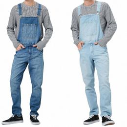 Otoño Nuevo Fi Denim Jeans Hip Hop Hombres Casual Monos de gran tamaño Pantalones vintage Hombres de una sola pieza Bib Strap Jeans T2GM #