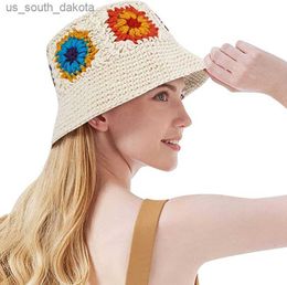 Automne nouvelle fleur tricot seau chapeau pour femmes mode Crochet pêcheur chapeaux dames élégant voyage soleil casquettes L230523