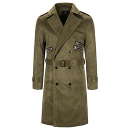 Herfst nieuwe lange trenchcoat mannen Britse stijl dubbele breasted erwten jas mannen mode sjerpen windjas merken Merk mannen overjas