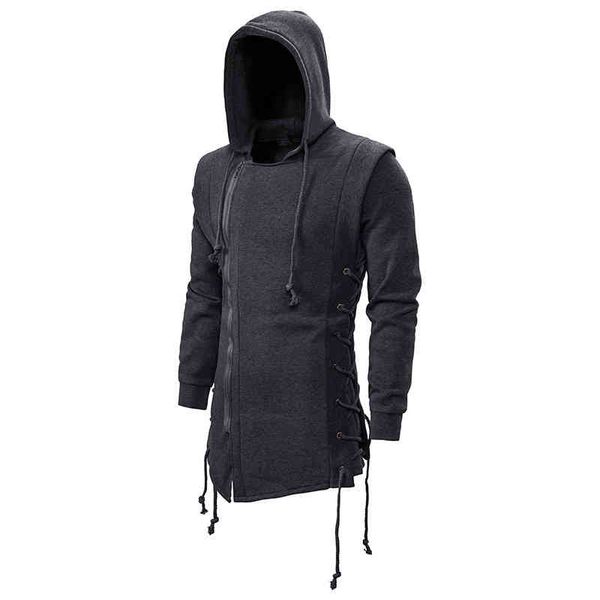 Otoño nuevos hombres sudaderas con capucha sudaderas Casual sólido manga larga con capucha Slim Fit Assassin's Creed oscuro con capucha chaqueta suelta abrigos