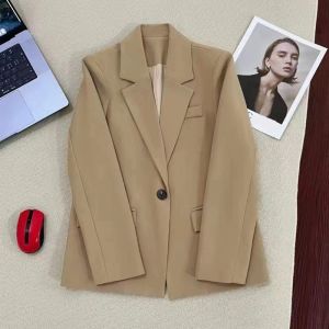 Vestes d'automne pour femmes, blazer de bureau Simple à manches longues, manteau de costume à bouton unique, manteau coréen ample