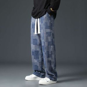 Automne New Plaid Jeans Pantalon décontracté pour hommes Pantalon Poulai Personnalité High Street Street Trend