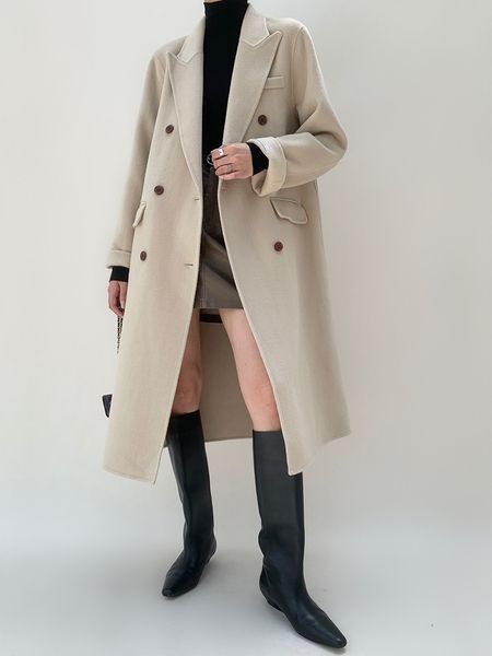 Manteau Ni Double face en laine pour femme, nouveau Style de banlieue, mi-long, couleur unie, automne