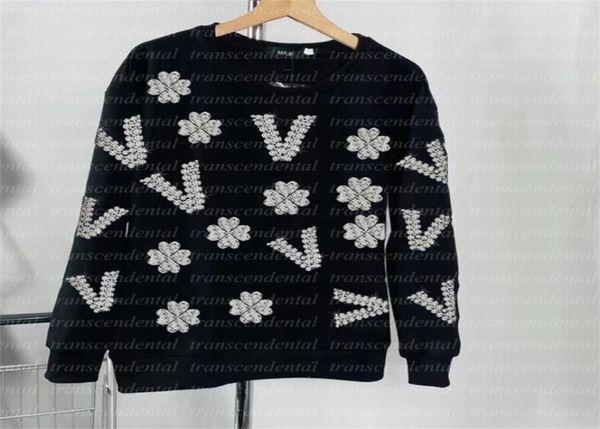 Automne nouveau pull diamant fer à repasser étoile pull col rond à capuche unisexe perceuse lourde artisanat marée noir blanc mode AllMat2619315