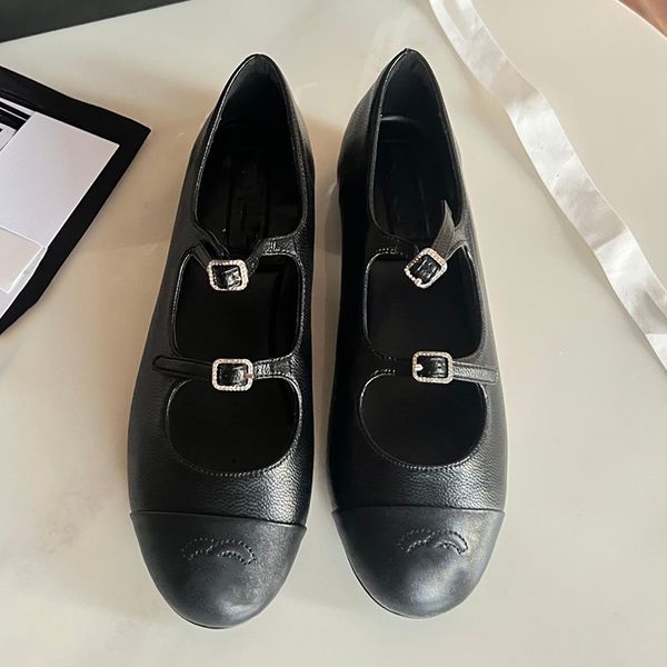 Automne Nouvelles Femmes Robe De Luxe Designer Classique Double Lettre Double Boutonnage Marque Ballerines Desig Chaussure Tête Ronde Fond Plat Non Diapositives Dames Mary Jane Chaussure