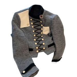 Veste d'automne en laine à col montant pour femme, double boutonnage, rétro royal, taille fine, manteau SMLXLXXL