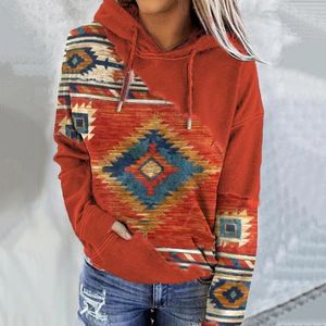 Herfst nieuwe vrouwen zon bloem gedrukt etnische sweatshirt patchwork bronnen pullover hoodie casual losse vrouwelijke hooded tops trui