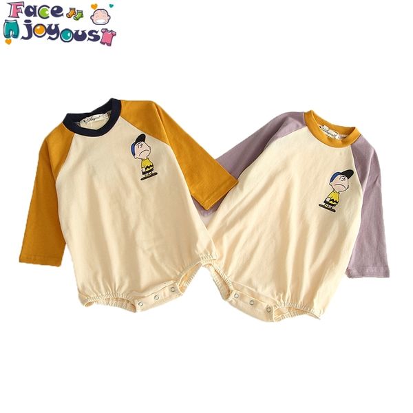 Outono bebê recém-nascido de mangas compridas bodysuit infantil crianças macacão meninos meninas desenhos animados algodão solto uniforme roupas gêmeos roupas 210413